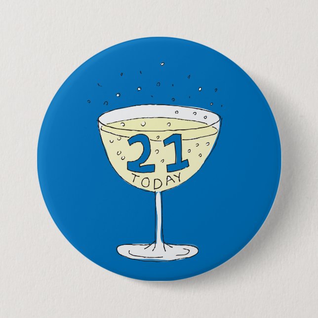 21 Heute Button Abzeichen blau 21. Geburtstag Part (Vorderseite)