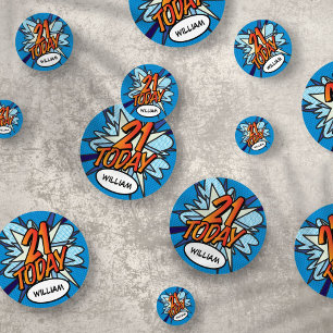 21 HEUTE Geburtstag Fun Retro Comic Buch Konfetti