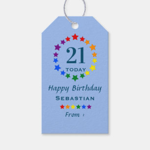 21 Heute Regenbogenstars   Blau jedes Alter Geburt Geschenkanhänger