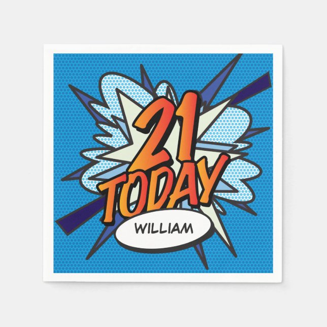 21 HEUTIGE Fun Retro Comic Book Serviette (Vorderseite)