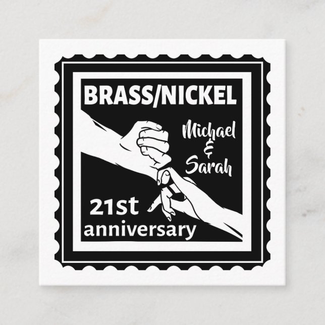 21. Hochzeitstag Messing Nickel traditionell Begleitkarte (Vorderseite)