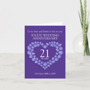 21. Iolith-Hochzeitstag Herz-Schwester-Karte Karte