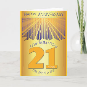 21 Jahre Nüchternheitsjubiläum Golden Ray 12-Sch Karte