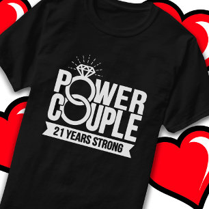 21 Jahre Starker Power Paar Niedlich 21. Jahrestag T-Shirt