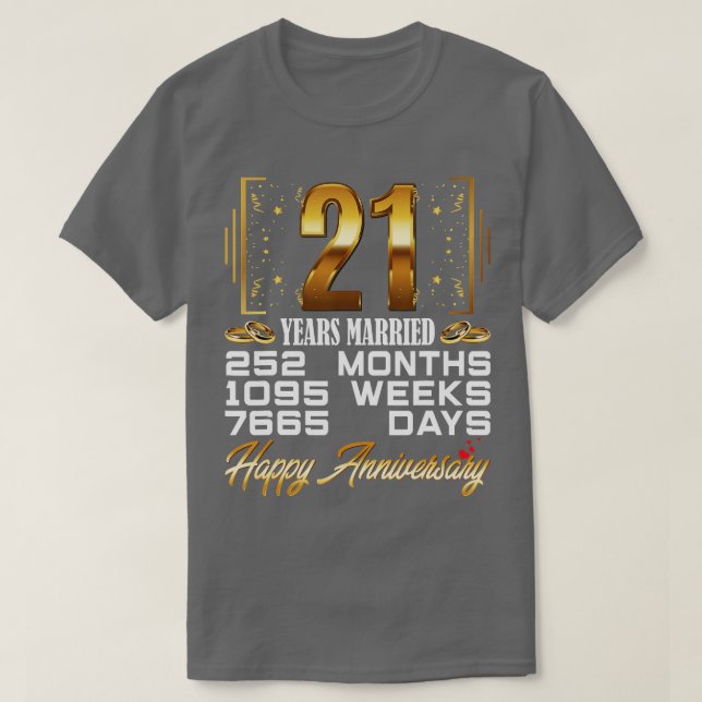 21 Jahre Verheirateter sonniger 21. Hochzeitstag T-Shirt (Design vorne)
