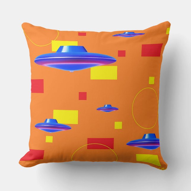 21. Jahrhundert Mittelmoderne UFO Patrol Ken Gage Kissen (Vorderseite)