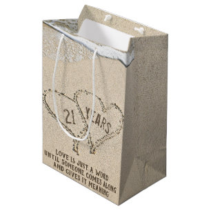21. Jubiläum Beach Hearts Mittlere Geschenktasche Geschenktüte