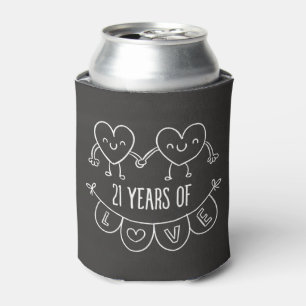 21. Jubiläum Geschenk Chalk Herzen Dosenkühler