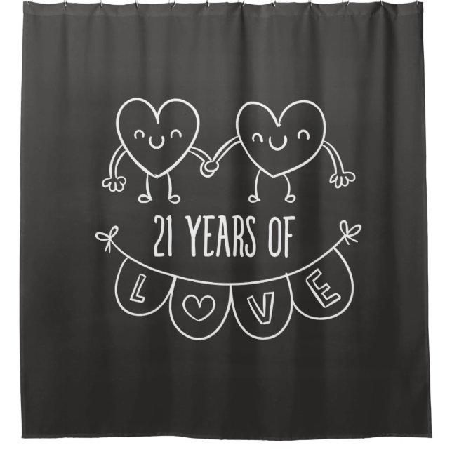 21. Jubiläum Geschenk Chalk Herzen Duschvorhang (Vorderseite)