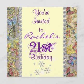 21. LILA BÜTTERFLY Geburtstagsfeier Einladung BLIN