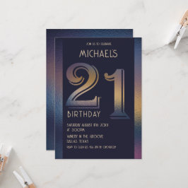 21. lila und goldener Geburtstag Einladung