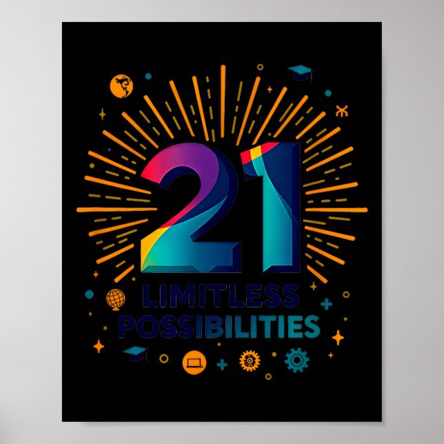 21 Limitless Ssibilities Birthday Gift Insration  Poster (Vorne)