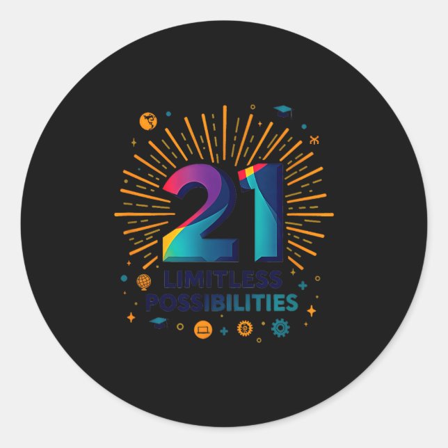 21 Limitless Ssibilities Birthday Gift Insration  Runder Aufkleber (Vorderseite)
