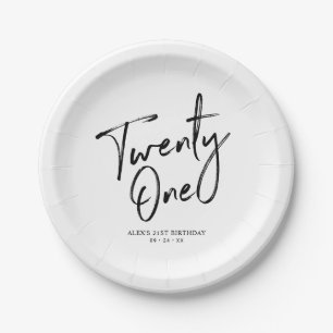 21 Moderne Beschriftung 21. Geburtstag Papier Tell Pappteller