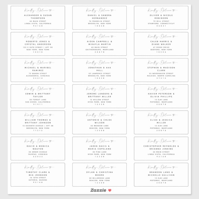 21 Moderne Wedding Guest Address Labels (Blatt)