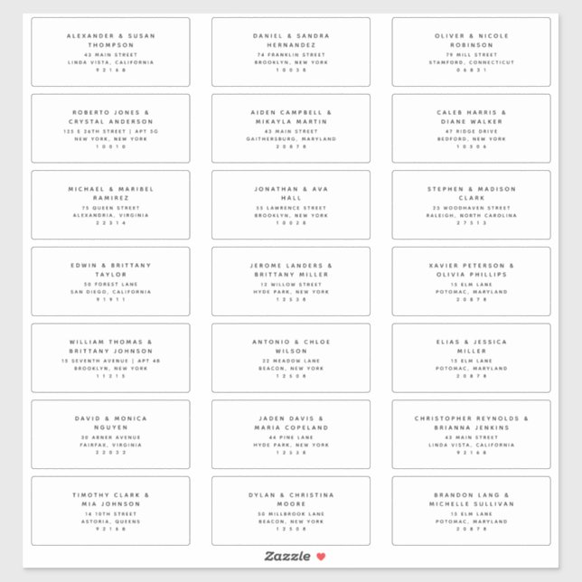 21 Moderne Wedding Guest Address Labels (Blatt)
