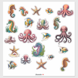 21 Multipack Sea World Fish Starefish etc. Aufkleber
