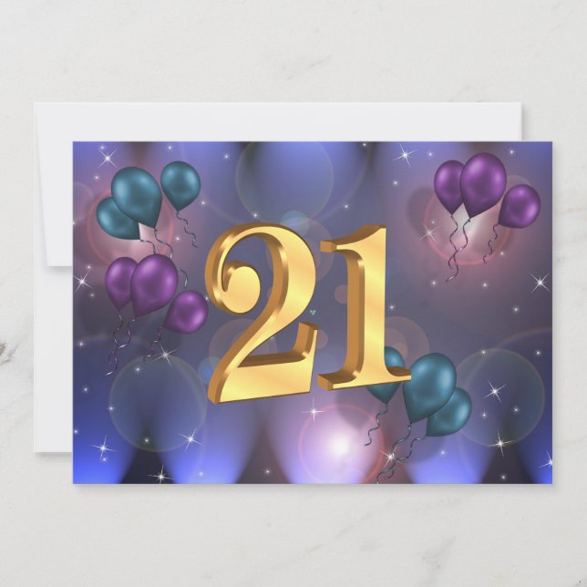 21. Party Einladung-Ballons Einladung (Vorderseite)