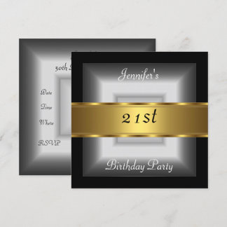 21. Party Silber Gold Einladung