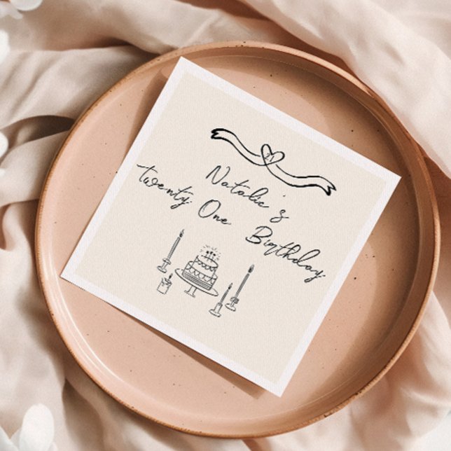 21. Retro Hand geschrieben Gezeichnet Kuchen Bow G Serviette (Von Creator hochgeladen)