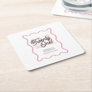 21. Retro Wavy Minimalistisch 21. Geburtstag Rechteckiger Pappuntersetzer