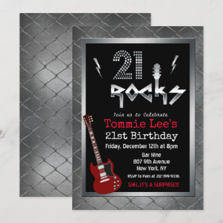 21 Rocks Rockstar Gitarre Geburtstag Einladung