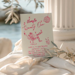 21. Rosa Hand gezeichnete Cowgirl Küsten Spaß Gebu Einladung