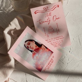 21. Rosa Red Cake Hallo 21 Foto Geburtstag Einladung