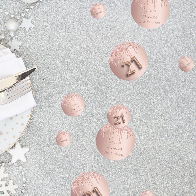 21. Rose Gold Glitzer Rosa Monogramm Konfetti (Von Creator hochgeladen)
