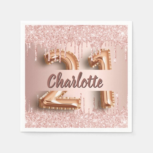 21. Rose Gold Tropfen Serviette (Vorderseite)