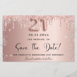 21. Rose Tropfen Save the Date Karte