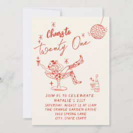 21. Rote Hand gezeichnete Cowgirl Küste Foto Gebur Einladung