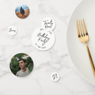 21. Schwarz, Weiß Moderne 21. Geburtstag Foto Konfetti