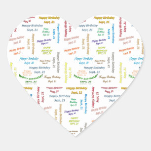 21. September Herz-Aufkleber