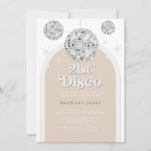 21. Silberne Retro-Disco-Glitterbogen Einladung
