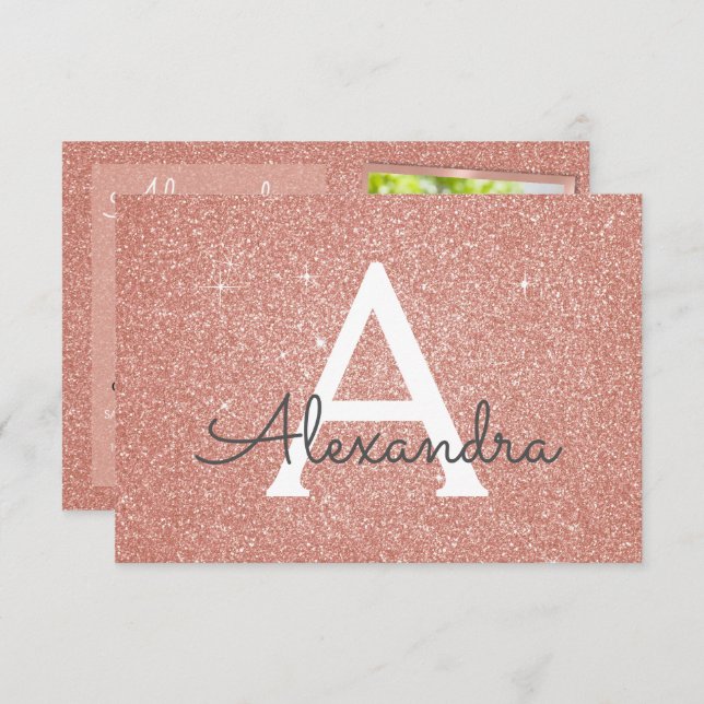 21. Sparkle Rose Gold Blush Pink Foto Einladung (Vorne/Hinten)