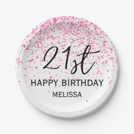 21. Sparkling Hot Pink Glitzer Geburtstag Pappteller