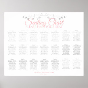 21 Tabelle Elegant Rosa & Gray Hochzeitsdiagramm Poster
