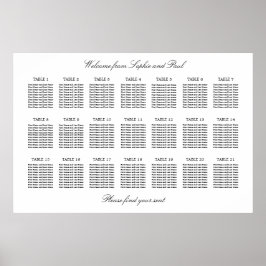 21 Tabelle Elegantes Minimalistisches Sitzdiagramm Poster