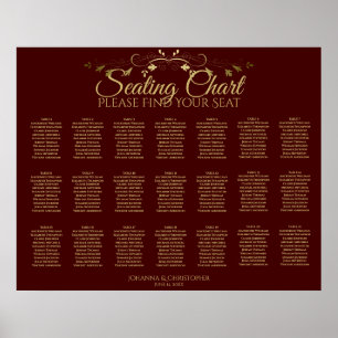 21 Tabelle Gold & Auburn Brown Hochzeitstabelle Poster