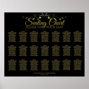 21 Tabelle Gold Geblüht Schwarze Hochzeitssortieru Poster