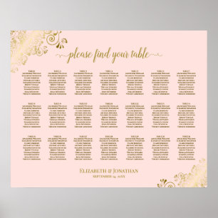 21 Tabelle Hochzeitskarte Rosa und Gold in Rosa Poster