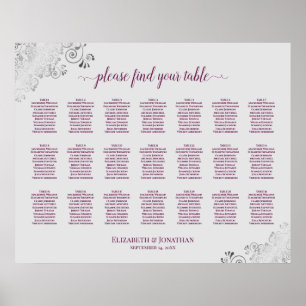 21 Tabelle Hochzeitskartentabelle auf graue Basis Poster