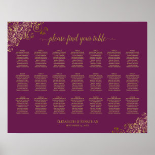 21 Tabelle HochzeitskartentaktCassis Lila Gold Poster