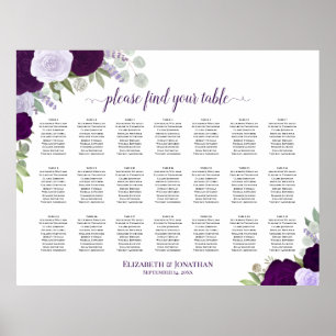 21 Tabelle Lila Boho Blumenzettel Poster
