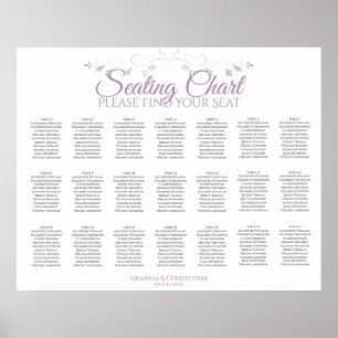 21 Tabelle Lila & grau Hochzeitstabelle Poster