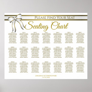 21 Tabelle White & Gold Band Hochzeitstabelle Poster