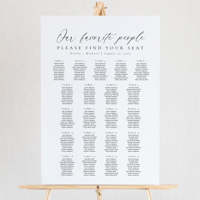 21 Tabellen Unsere Lieblingssitzkarte Poster (Von Creator hochgeladen)