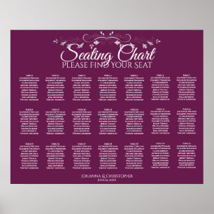 21 Table Simple Cassis Wedding Seating Chart Poster