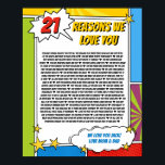 21 things we love about you, 21st 30th comic book poster<br><div class="desc">designed by The Arty Apples Limited</div>